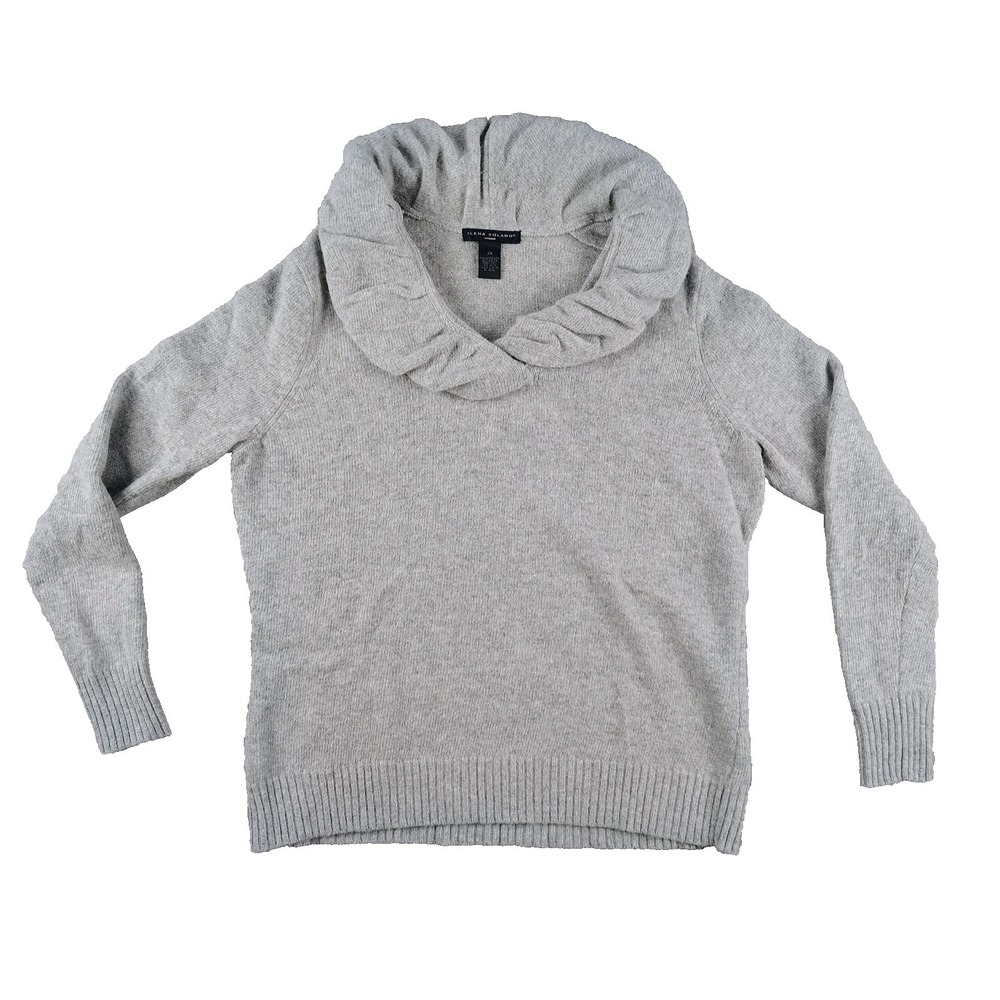 Elena Solano Lambswool Angora Sweater 2X Pullover Elaborate Neckline Long Sleeve